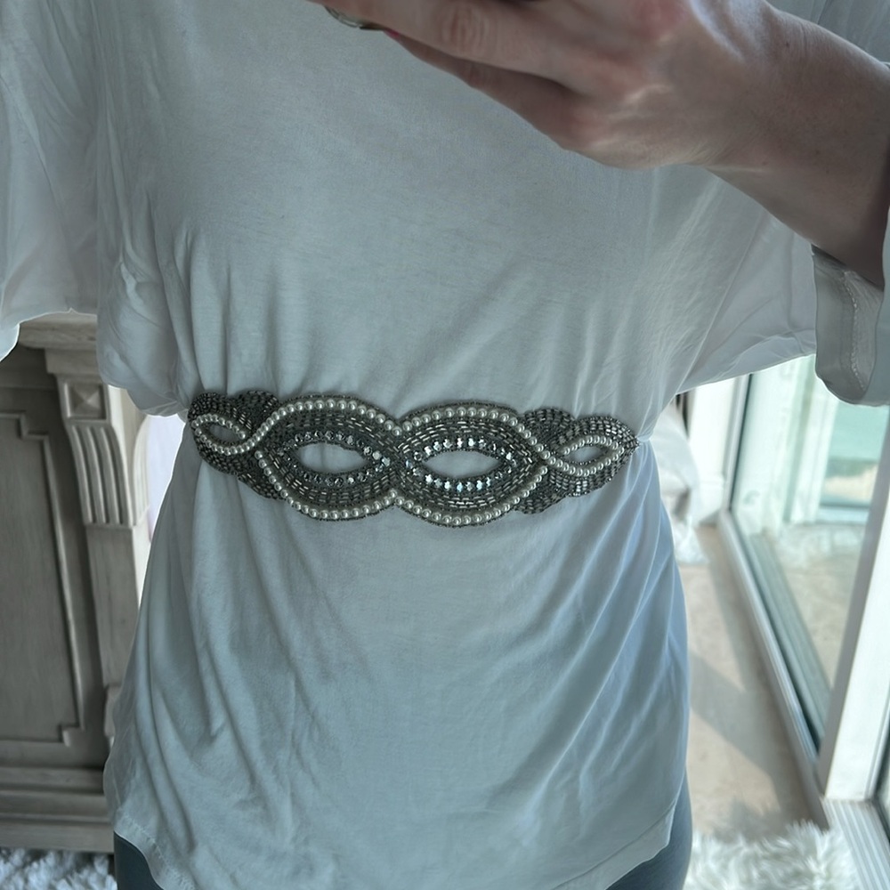 Bridal Belt With Fake Pearls And Crystals